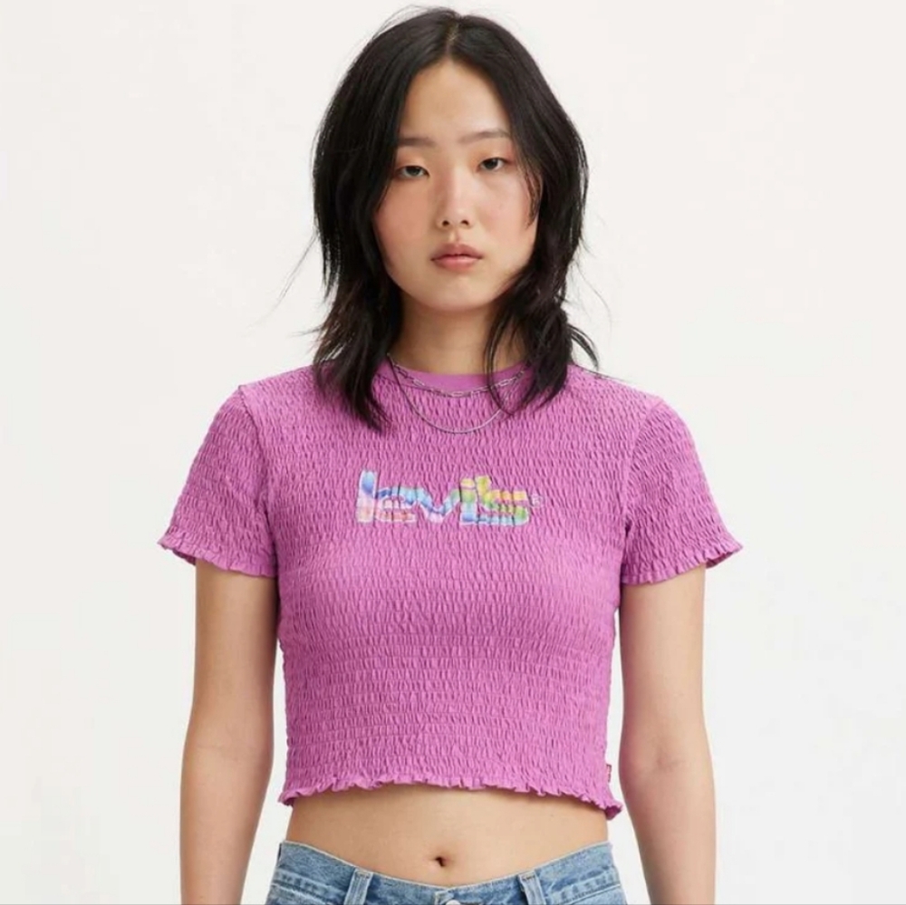 Levi's Vibrant Purple Smocked Crop Top